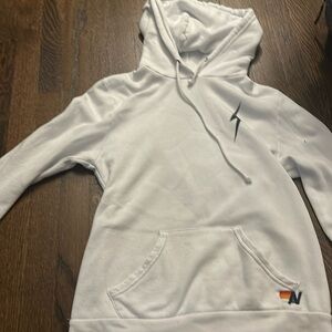 Aviator nation white medium lightening bolt hoodie